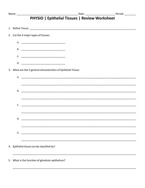 Epithelial Review Sheet