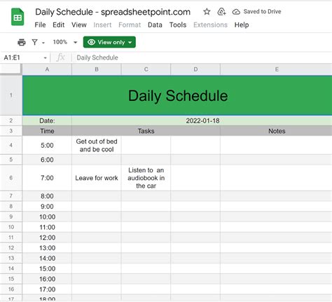 Weekly Schedule Template Google Sheets Infoupdate Org