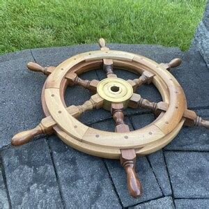 Brass Finishing Wooden Steering Ship Wheel Pirate Vintage Wall Boat