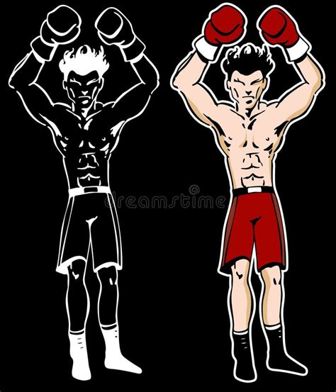 Boxer With Arms Raised Cartoon Character Stock Vector Illustration Of