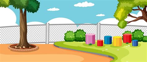 Park Or Playground In The School Scene With Blank Sky Vector