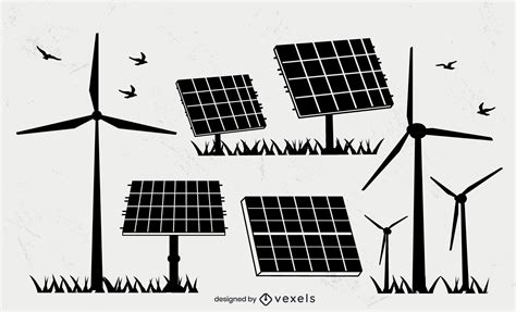 Renewable Energy Silhouette Set