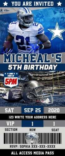 An Image Of A Football Birthday Party Ticket