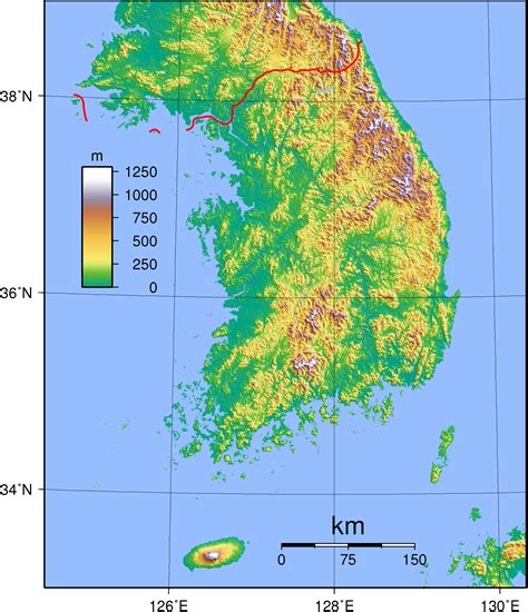 Landkarten Südkorea Topographie Südkorea Karten Und