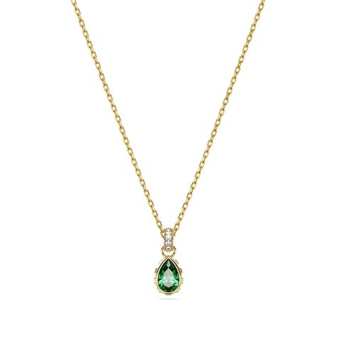 Collier femme swarovski stilla vert plaqué ton or colliers femme edora