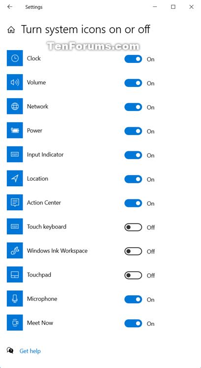 Turn On Or Off System Icons On Taskbar In Windows 10 Tutorials