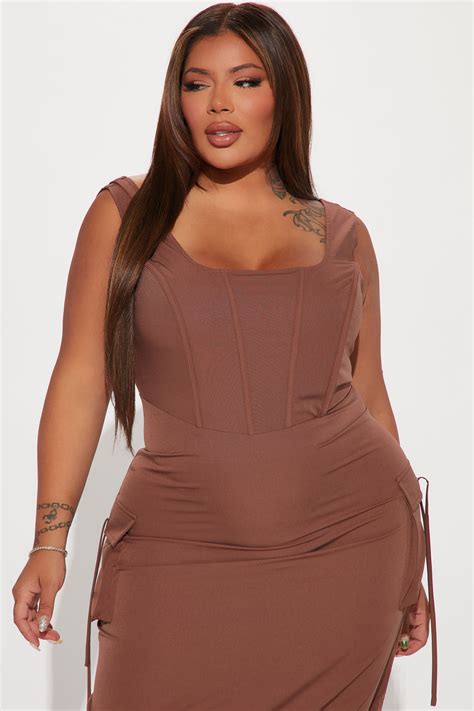 Feeling Savage Cargo Maxi Dress Brown Fashion Nova