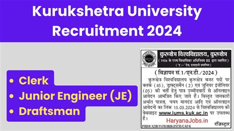 Kurukshetra University KUK Recruitment 2024 Non Teaching Posts Clerk