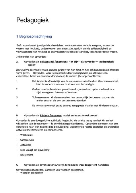 Pedagogiek Dimensies Van Opvoeden A Opvoeden Als Existentieel