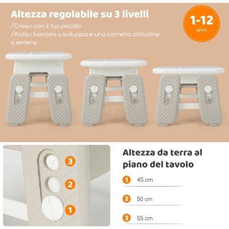 COSTWAY Set Tavolo E Sedia Per Bambini Tavolo E Sedia Per Bambini Con