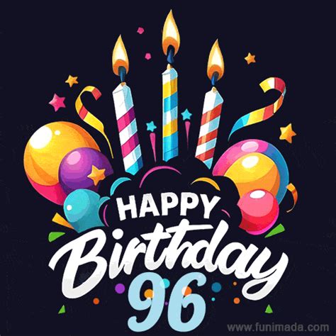 Happy 96th Birthday Sticker In Animated  Format Vibrant Vector Logo