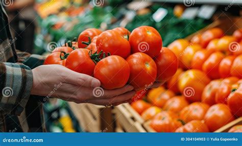 A Hand Is Holding A Fruit And Vegetable Stand Full Of Red Tomatoes Stock Image Image Of Stand