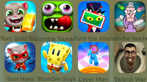 Tom Gold Run Zombie Tsunami Find The Alien Bash The Teacher Tom Hero