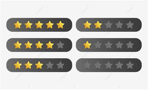 Set Of Star Rating Bar In Black And Gold Color Five Star Rating Star