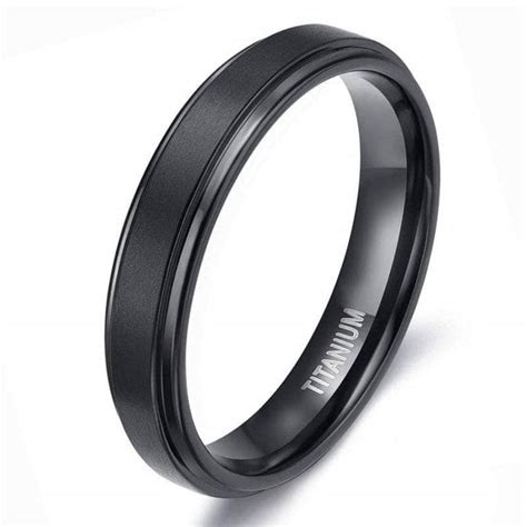 Classic Black Titanium Mens Wedding Band From Black Diamonds New York