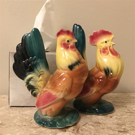 Vintage Designer California Pottery Royal Copley Rooster Hen Etsy