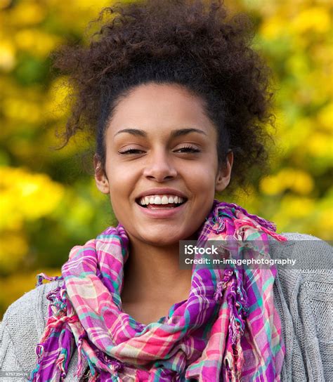 Happy African American Woman Laughing Outside Stock Photo Download