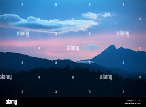 Sunset Over The Sierra Madre Mountains In Luzon Philippines Stock