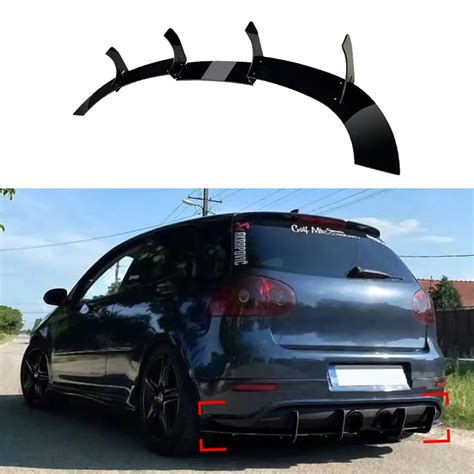 Glossy Black Car Rear Bumper Lip Canards Diffuser Splitter Spoiler Boot