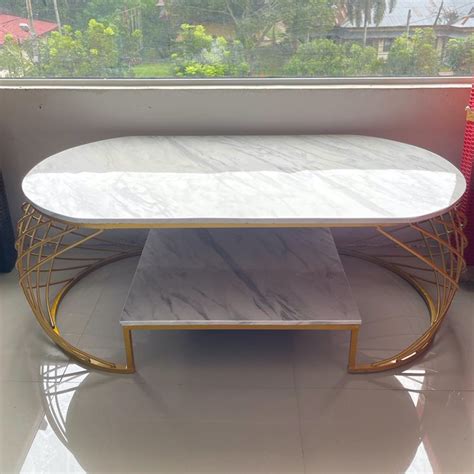 Jual MEJA TAMU OVAL RANGKA KAKI BESI 120 CM X 60 CM X 45 CM Shopee