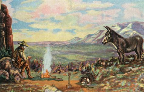 Western Scene Cowboy With Burro By Fireside Cooking 9x12 Wall Art