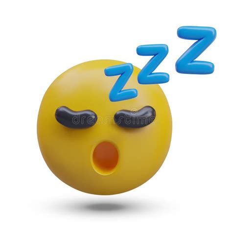 Front View On Realistic Sleepy Face Emoji Snoring Emoticon Stock