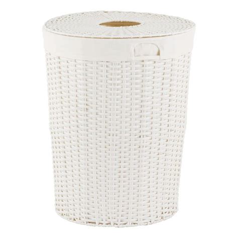 White Montauk Round Hamper Hamper Laundry Hamper Laundry Hamper