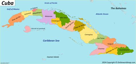 Cuba Provinces Map - List of Provinces of Cuba - Ontheworldmap.com