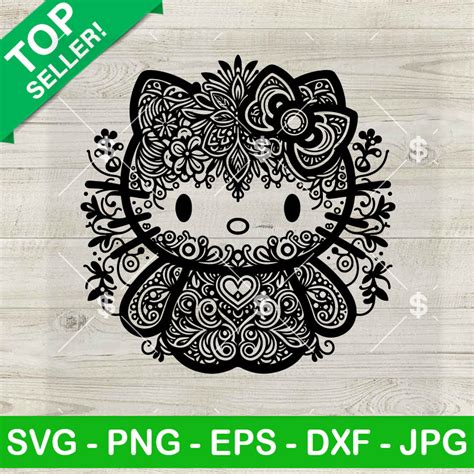 Mandala Hello Kitty Svg Zentage Kitty Cat Svg Sanrio Characters Svg