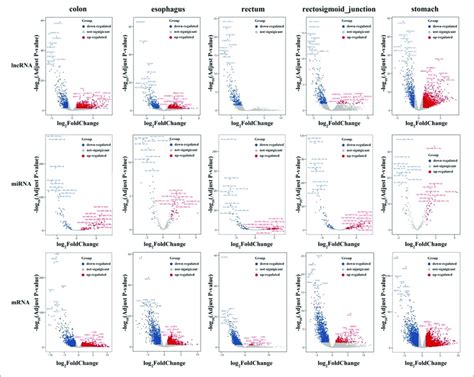 Volcano Plots Of Demrnas Demirnas And Delncrnas In Five Cancers The