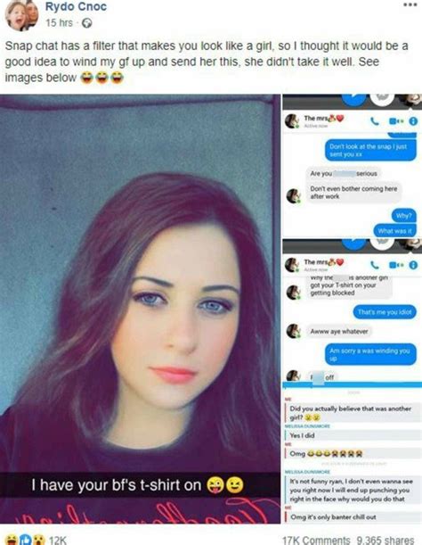 Snapchat Prank Fail Girlfriend Trick Into Thinking Partner Is Cheating Daily Star