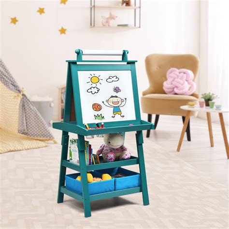 3 in 1 Double-Sided Storage Art Easel - Costway