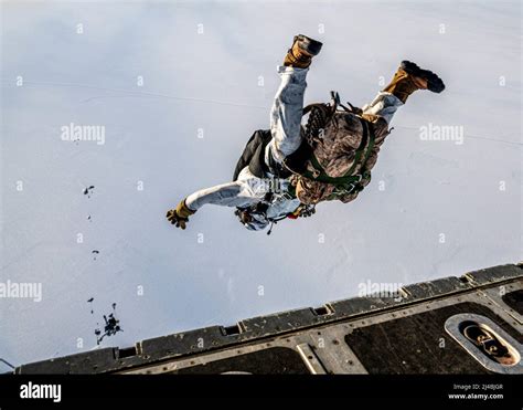 Naval Special Warfare Members Perform A High Altitude Low Opening Jump