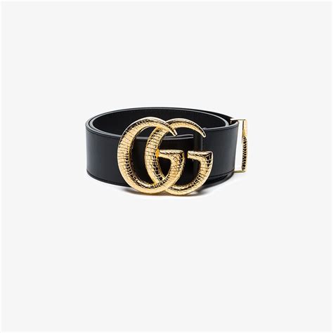 Gucci Black Gg Marmont Snake Scale Buckle Belt Browns