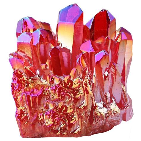 Titanium Coated Natural Rock Crystal Cluster Geode Stone Red