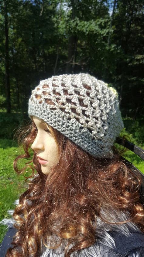 Crochet Mesh Slouchy Beanie Pattern