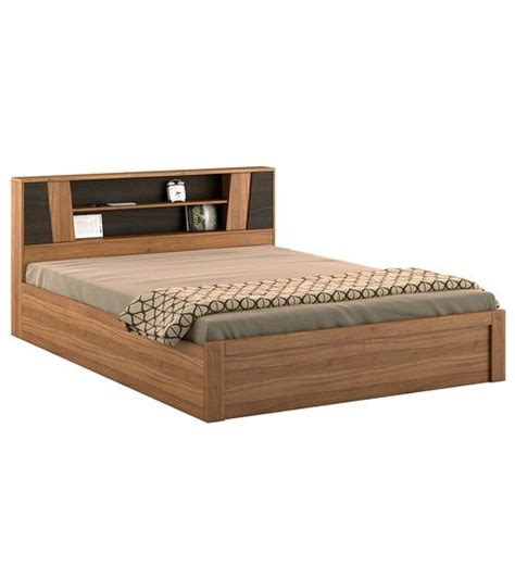 Buy Kosmo Arthur Queen Size Bed In Natural Teak Finish With Box Storage