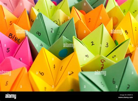 Multicolored Cootie Catchers Origami Fortune Teller With Numbers And