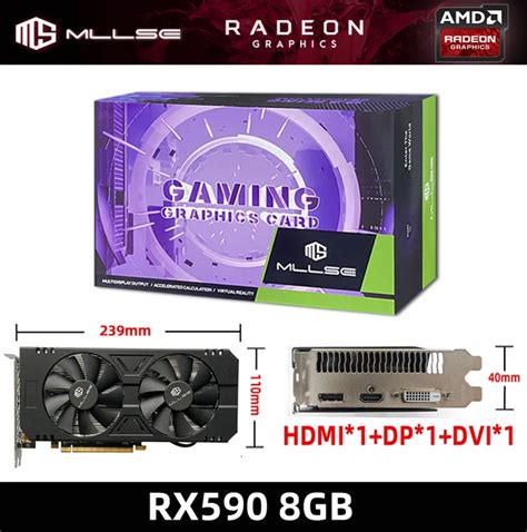 MLLSE tarjeta gráfica para juegos AMD RX 590 GME serie GDDR5 placa de