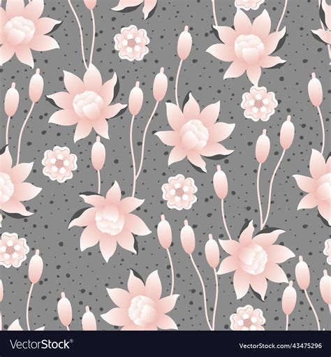 Lotus And Buds Seamless Pattern Royalty Free Vector Image