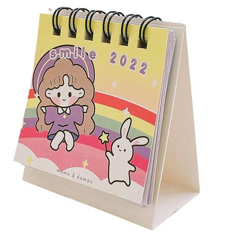 ELIAUK 2022 Small Desk Calendar Cute Cartoon Mini Plan Notebook