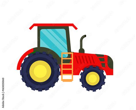 Modern Agriculture Tractor Icon Rural Industrial Farm Equipment