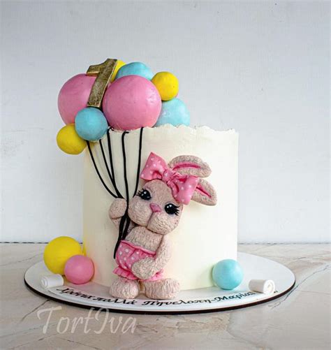 Bunny With Balloons Decorated Cake By Tortiva Cakesdecor