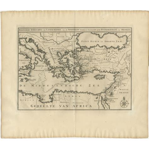 Antique Map Of Eastern Mediterranean And Asia Minor By Calmet C1725