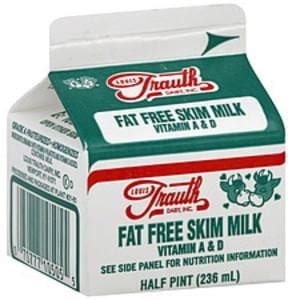 Louis Trauth Dairy Skim Fat Free Milk 0 5 Pt Nutrition Information