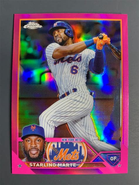 Topps Chrome Pink Parallel Starling Marte Mets Ebay