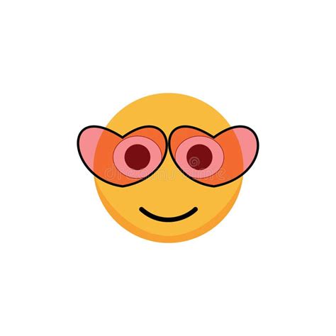 Smiling Emoticon Wearing Pink Heart Glasses. Smiley Icon Stock Vector - Illustration of icon ...