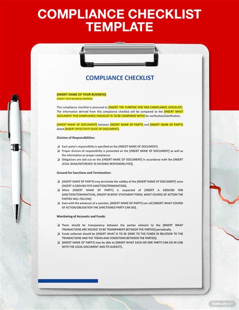 Compliance Checklist Template - Google Docs, Word, Apple Pages | Template.net