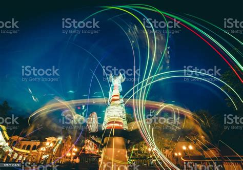 Abstract Light Trails Of Carousels Stock Photo Download Image Now