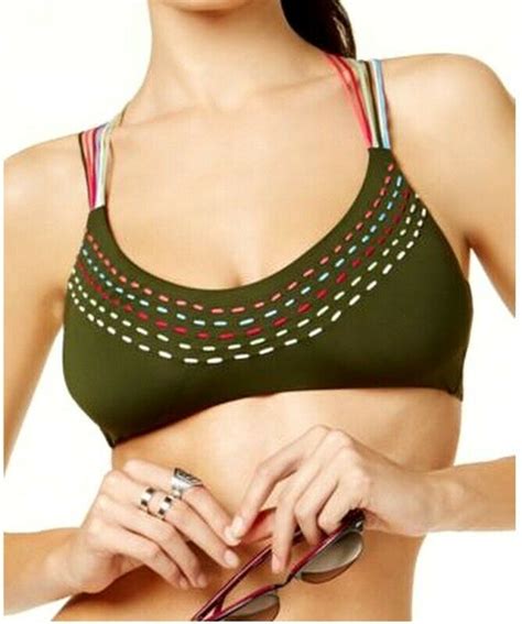 Becca Women S Quest Bralette Bayleaf Removable Cup Bikini Top Size